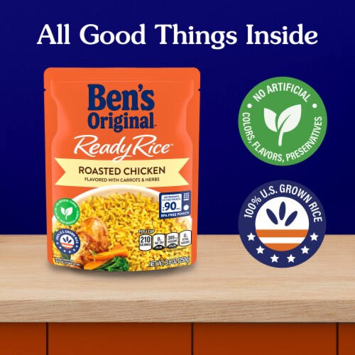 Ben's Original Ready Rice Roasted Chicken Flavored Rice, Easy Dinner Side, 8.8 oz Pouch Perspective: right
