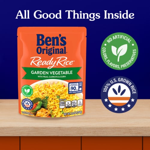 Ben's Original Ready Rice Garden Vegetable Flavored Rice, Easy Dinner Side, 8.8 oz Pouch Perspective: right