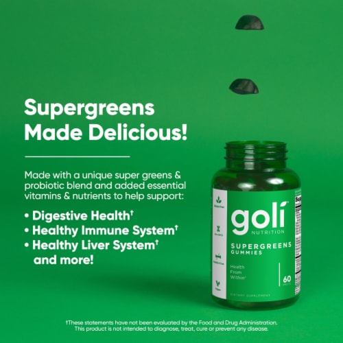 Goli® Nutrtion Supergreens Gummies Supplement Perspective: right