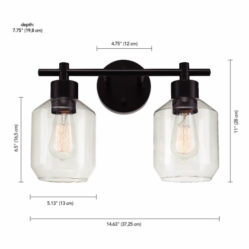 Cannes 3-Piece Powder Room Set, Matte Black, 2-Light Vanity Light Perspective: right