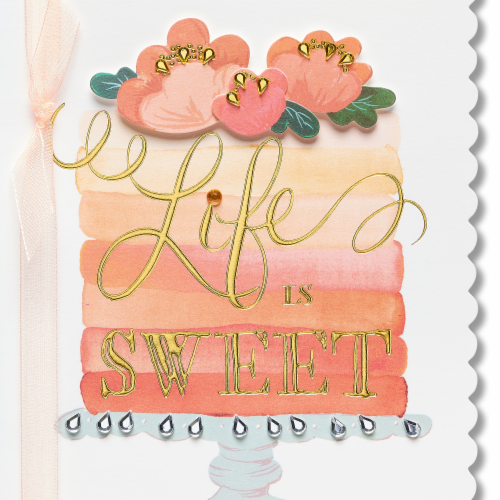 Papyrus (S24) Ombre Cake Birthday Card Perspective: right