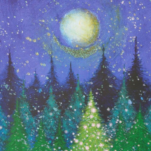 Papyrus Holiday Tree Under Moon Boxed Christmas Cards Perspective: right