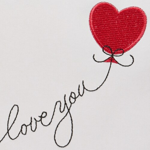 Papyrus Heart Shaped Balloon Embroidered Greeting Card Perspective: right