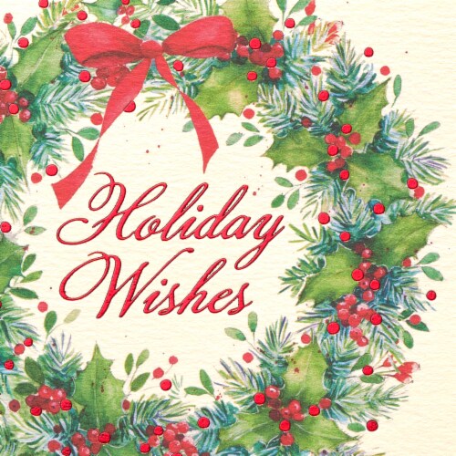 Papyrus Christmas Wreath and Holiday Wishes Boxed Christmas Cards Perspective: right