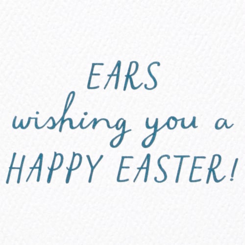 American Greetings Easter Card #60, Dog With Bunny Ears Perspective: right