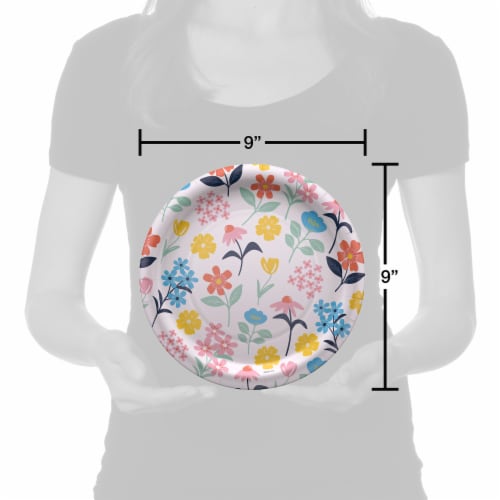 American Greeting Paper Plates- Multi-Colored Flowers Perspective: right