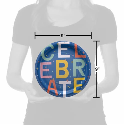 American Greeting Paper Plates- Celebrate on Blue Perspective: right