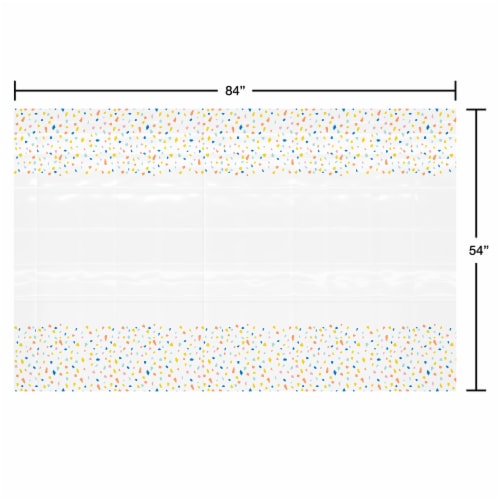 American Greetings Plastic Table Cover- White with Colorful Confetti Perspective: right