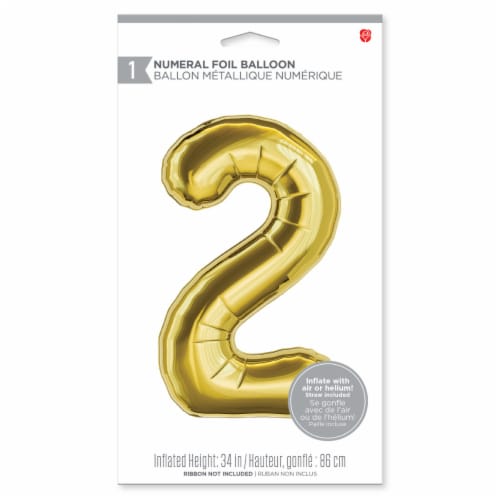 American Greetings Large Gold Foil Number '2' Balloon Perspective: right