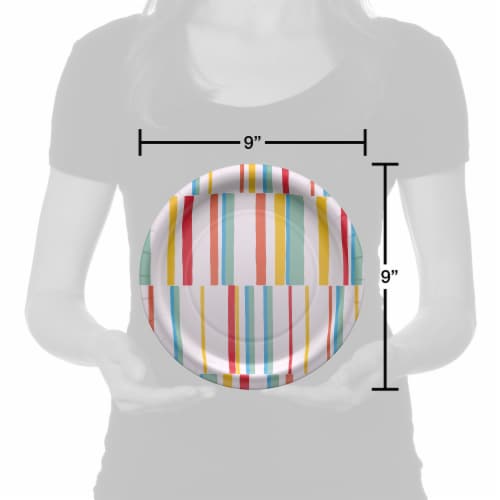 American Greetings Paper Plates Multi-Colored Lines Perspective: right