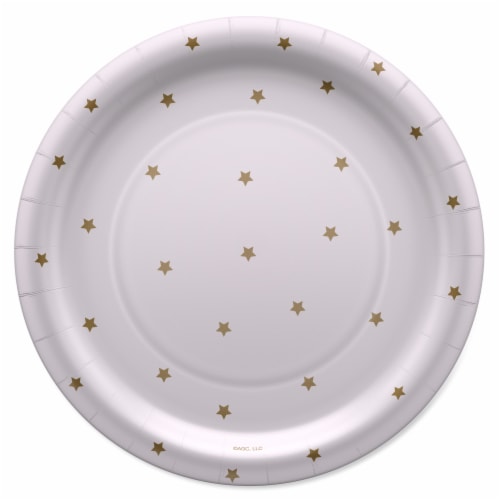 American Greetings Paper Plates Gold Stars on White Perspective: right
