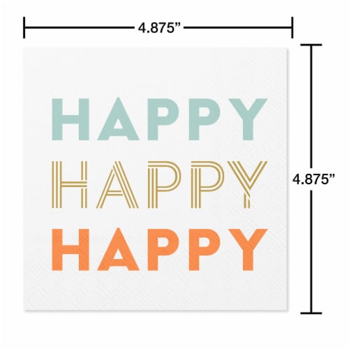 American Greetings Beverage Napkins Happy Happy Happy Perspective: right