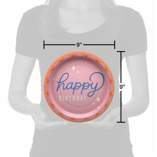 American Greetings Happy Birthday Paper Plates - Pink Perspective: right