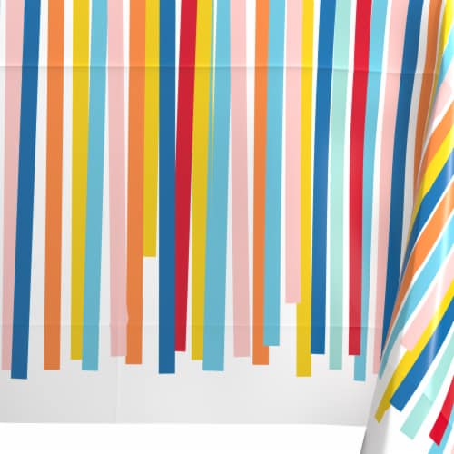 American Greetings Birthday Plastic Table Cover Colorful Streamers Perspective: right