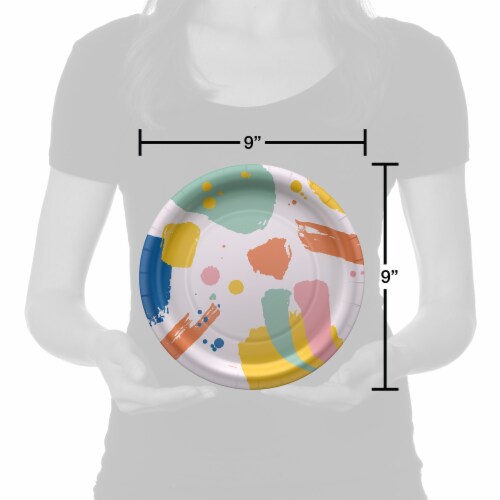American Greetings  9" Paper Plates Colorful Brush Strokes Perspective: right