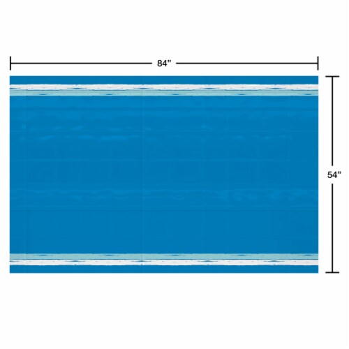 American Greetings Plastic Table Cover Blue with Brush Stroke Perspective: right