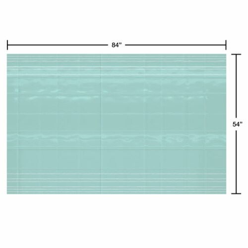 American Greetings Plastic Table Cover - Green With White Striped Perspective: right