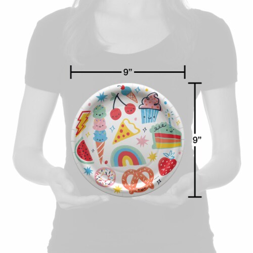 American Greetings 9 Inch Paper Plates - Food on White Perspective: right