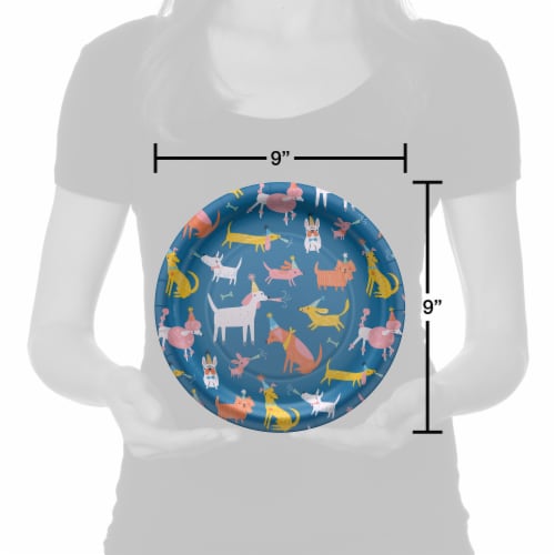 American Greetings 9 Inch Paper Plates - Colorful Dogs Perspective: right