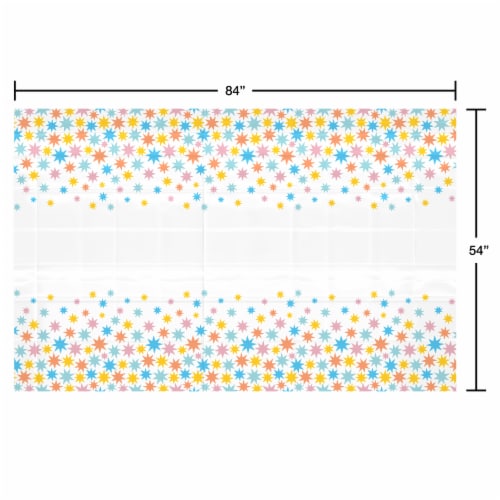 American Greetings Plastic Table Cover - White With Colorful Stars Perspective: right