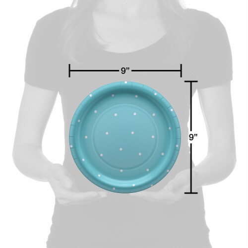 American Greetings Paper Plates- Polka Dots on Blue Perspective: right