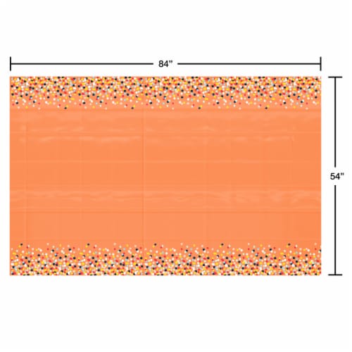 American Greetings Plastic Table Cover Orange with Colorful Confetti Perspective: right