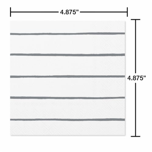 American Greetings Beverage Napkins Silver Stripes on White Perspective: right