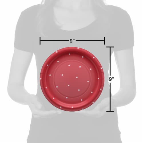 American Greetings Paper Plates 10 Count - Polka Dots on Red Perspective: right