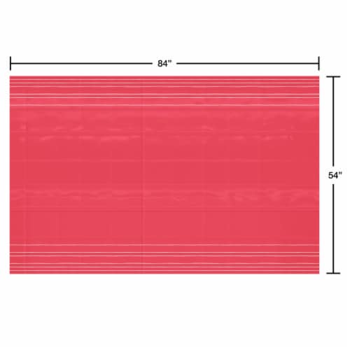American Greetings Plastic Table Cover - Red with White Stripes Perspective: right
