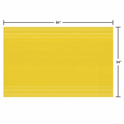 American Greetings Plastic Table Cover - Yellow with White Stripes Perspective: right