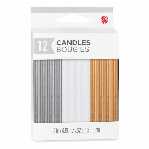 American Greetings Birthday Candles Silver White Gold Perspective: right