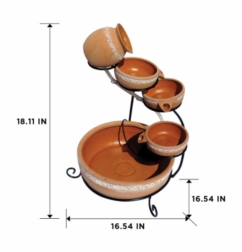 Koolscape 5-Tier Solar-Powered Cascading Fountain - Natural Terracotta Perspective: right