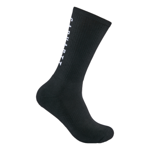 Carhartt Men's Force Midweight Logo Black Crew Socks - L Perspective: right