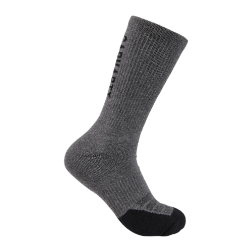 Carhartt Men's Force Midweight Logo Carbon Heather Crew Socks - L Perspective: right