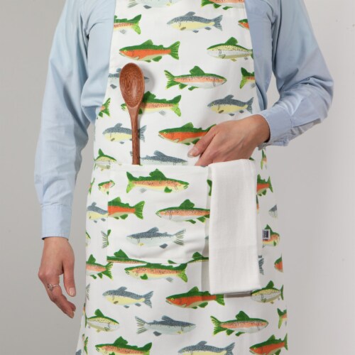 Now Designs Unisex Adjustable Cotton Gone Fishin Kitchen Apron Perspective: right