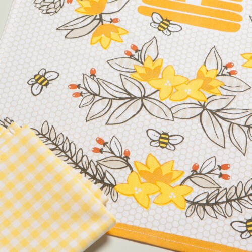 Now Designs 100% Cotton Woven Bee Print Kitchen Dish Towels Perspective: right
