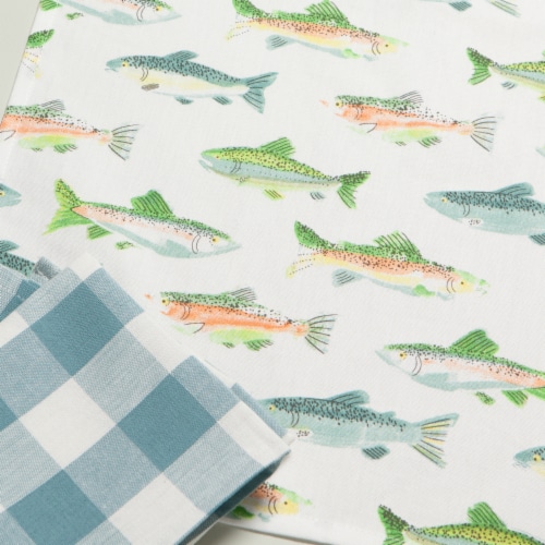 Now Designs Gone Fishin 100% Cotton Woven Printed Kitchen Dish Towels Perspective: right