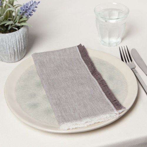 Danica Heirloom Chambray Cotton Napkins - Shadow Gray Perspective: right