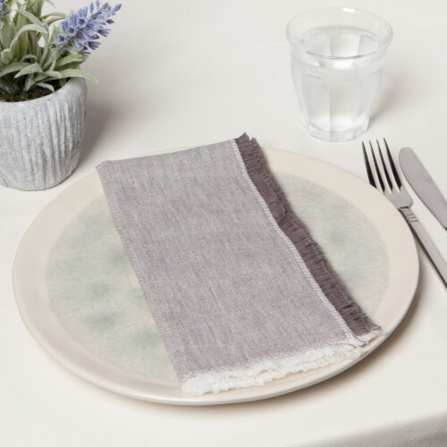 Danica Heirloom Chambray Cotton Napkins - Shadow Gray Perspective: right