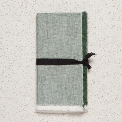 Heirloom Jade Chambray Cotton Napkins Perspective: right