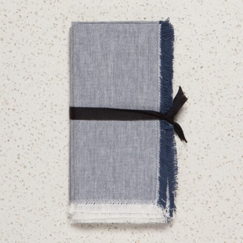 Danica Heirloom Chambray Cotton Napkins - Midnight Blue Perspective: right