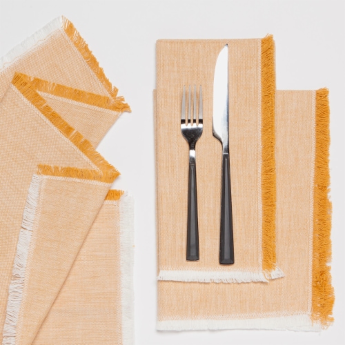 Now Designs Heirloom Ochre Yellow Chambray Cotton Napkins - 4 Pack Perspective: right