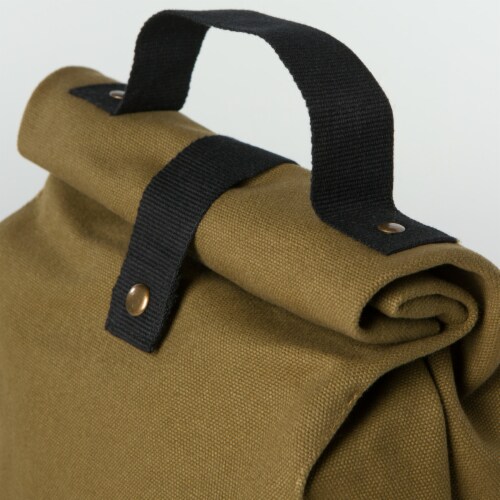 Heirloom 100% Cotton Lunch Bag for Work and School with Magnetic Closure Green Perspective: right