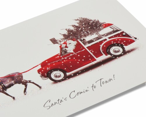 American Greetings Deluxe Deer Pulling Stationwagon Christmas Boxed Cards Perspective: right