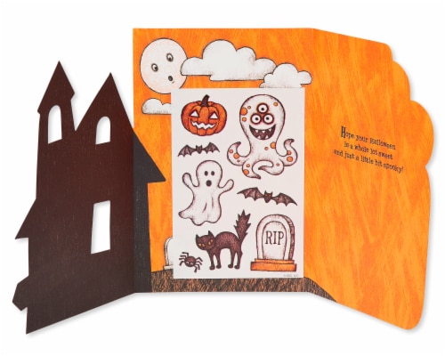 American Greetings Halloween Card with Stickers (Haunted House) Perspective: right
