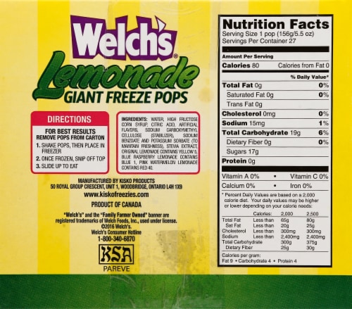 Welch's® Lemonade Giante Freeze Pops Perspective: right