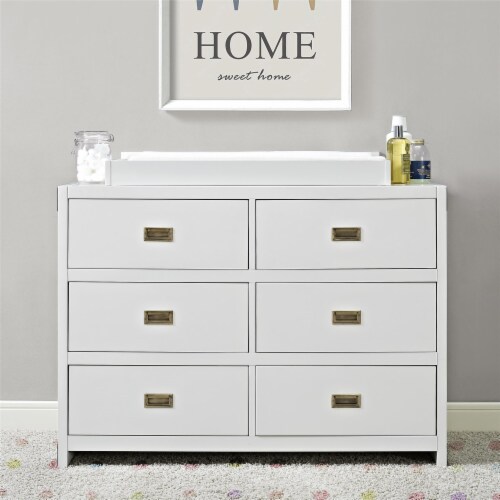 Baby Relax Miles 6 Drawer Dresser White Wood 18.75 x 45.00 x