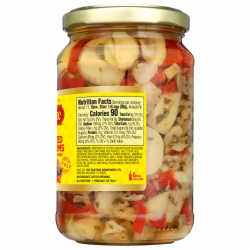Pastene® Sliced Marinated Mushrooms with Red Peppers & Herbs Perspective: right