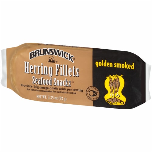 Brunswick® Golden Smoked Boneless Herring Fillets Seafood Snacks Perspective: right