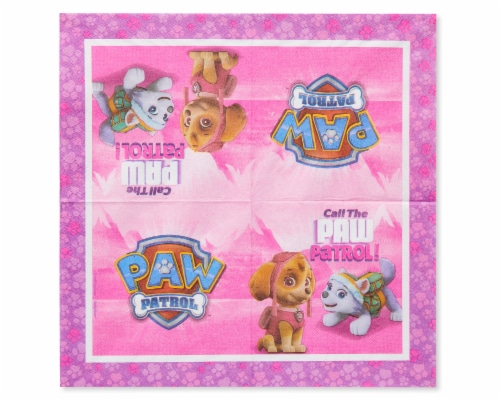 American Greetings Paw Patrol Pink Disposable Paper Lunch Napkins Perspective: right